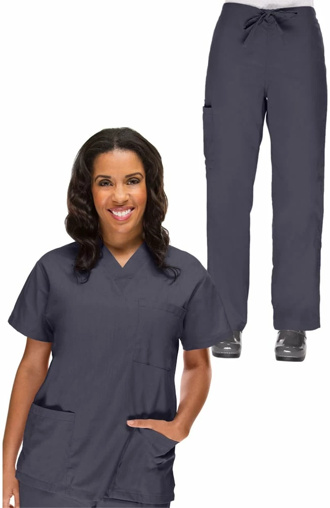 AllHeart Clearance Women's V-Neck Scrub Top & Drawstring Cargo Scrub Pant Set 3 AllHeart Clearance Women's V-Neck Scrub Top & Drawstring Cargo Scrub Pant Set