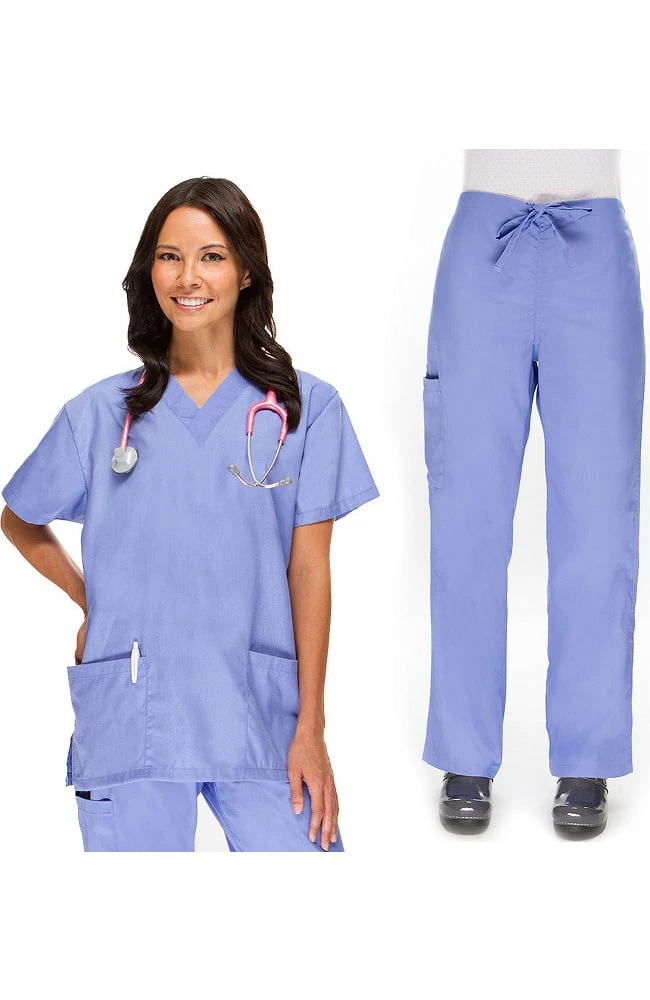 AllHeart Clearance Women's V-Neck Top And Cargo Pant Scrub Set 3 AllHeart Clearance Women's V-Neck Top And Cargo Pant Scrub Set