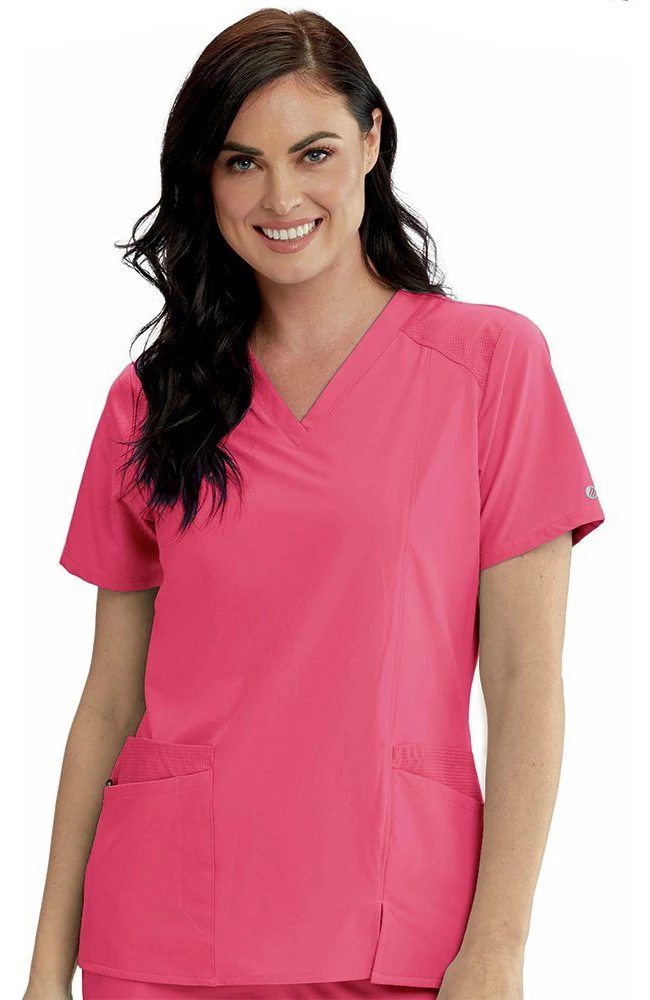 Barco One Clearance Women's V-Neck Contrast Mesh Solid Scrub Top 3 Barco One Clearance Women's V-Neck Contrast Mesh Solid Scrub Top