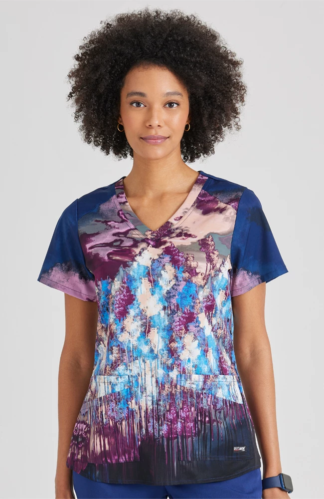 Grey's Anatomy Clearance Women's Midnight Wonders Print Scrub Top 3 Grey's Anatomy Clearance Women's Midnight Wonders Print Scrub Top