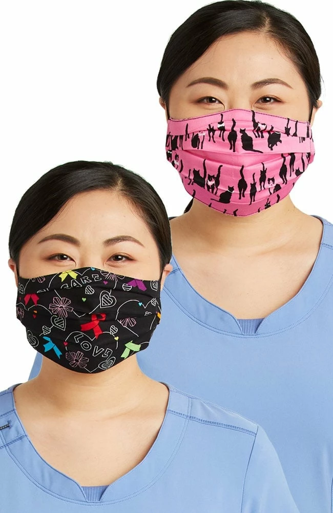 Cherokee Women's Reversible A Hopeful Hearts & Mr. Purr-fect Print Face Mask 3 Cherokee Women's Reversible A Hopeful Hearts & Mr. Purr-fect Print Face Mask