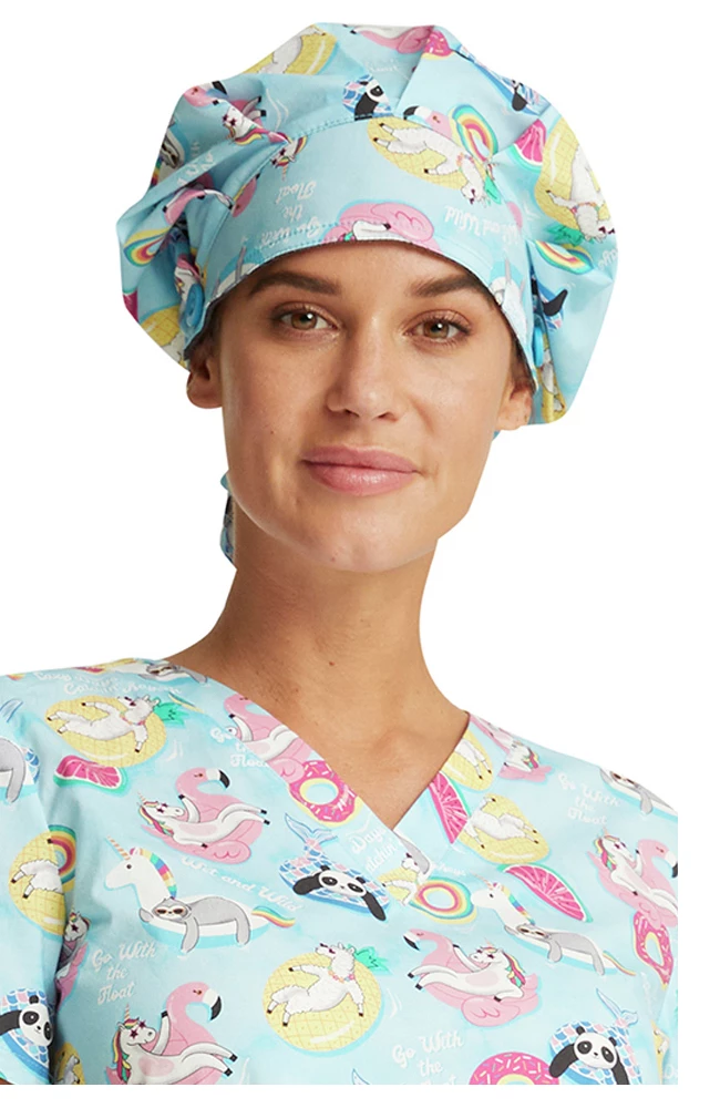 Cherokee Women's Bouffant Go With The Float Print Scrub Hat 3 Cherokee Women's Bouffant Go With The Float Print Scrub Hat