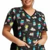Cherokee Women's Knit Panel Feline Fan-cactus Print Scrub Top 2 Cherokee Women's Knit Panel Feline Fan-cactus Print Scrub Top -Havaianas Shop 1 ck ck636 printffc 650