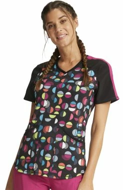 Cherokee Clearance Women's Geo Nouveau Print Scrub Top