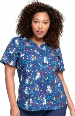 Cherokee Clearance Women's Magical Care Print Scrub Top