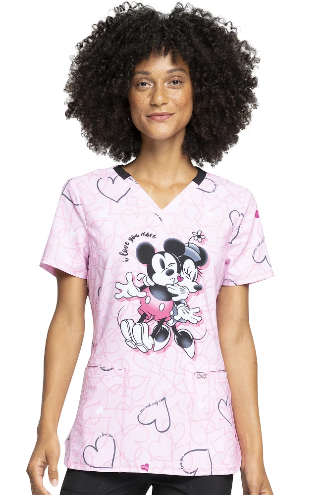 Cherokee Clearance Women's I Love You More Print Scrub Top 3 Cherokee Clearance Women's I Love You More Print Scrub Top