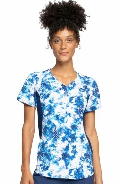 Cherokee Clearance Women's Tranquil Tie Dye Print Scrub Top
