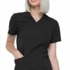 ELLE Clearance Women's Mock Wrap Solid Scrub Top 2 ELLE Clearance Women's Mock Wrap Solid Scrub Top -Havaianas Shop 1 ck el620 clearanceblk 650
