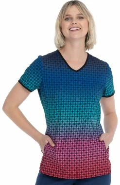 Heartsoul Clearance Women's Colorful Check Print Scrub Top