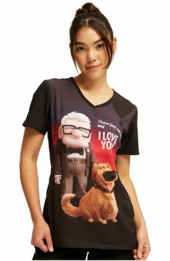 Cherokee Women's Dug The Dog Print Scrub Top
