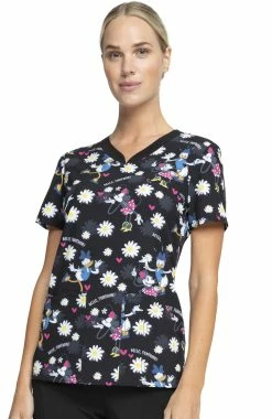 Cherokee Clearance Women's Hello Sunshine Print Scrub Top