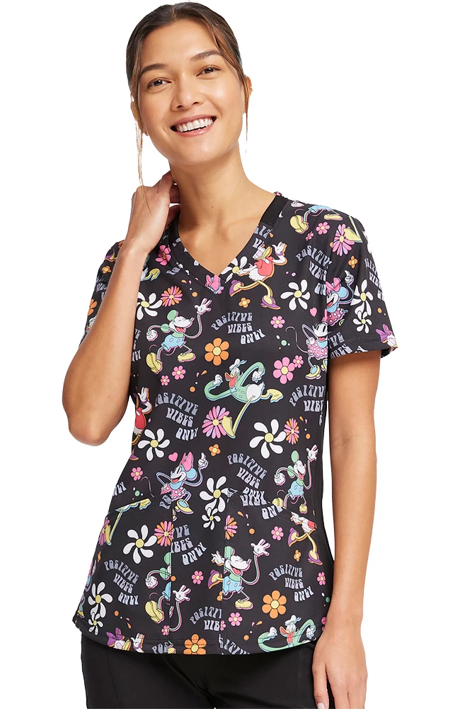 Cherokee Women's Positive Vibes Print Scrub Top 3 Cherokee Women's Positive Vibes Print Scrub Top