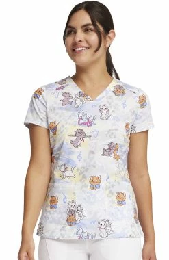 Cherokee Women's Hip Cats Print Scrub Top