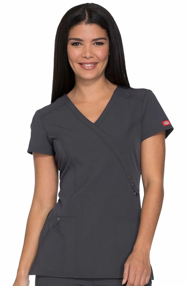 Dickies Clearance Women's Mock Wrap Solid Scrub Top 3 Dickies Clearance Women's Mock Wrap Solid Scrub Top