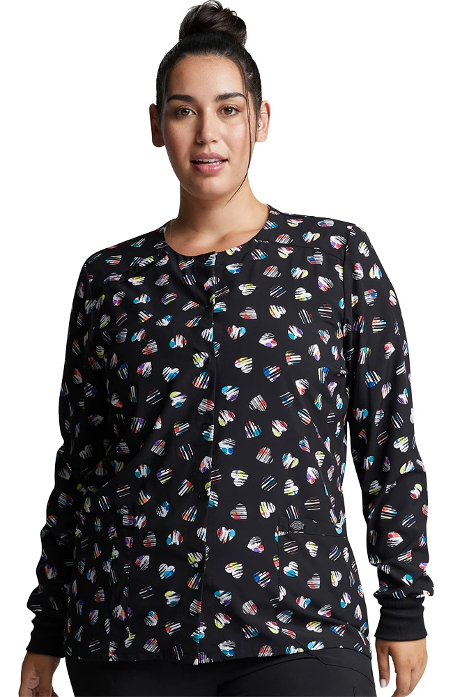 Dickies Clearance Women's Love U Dots Print Scrub Jacket 3 Dickies Clearance Women's Love U Dots Print Scrub Jacket