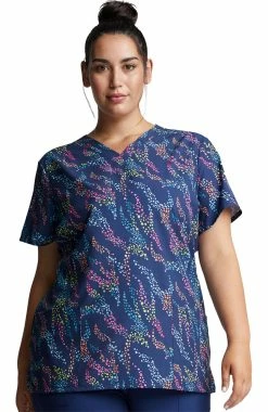 Dickies Clearance Women's Safari Spots Print Scrub Top