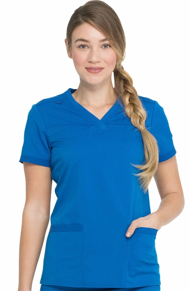 Dickies Women's V-Neck Rib Knit Panel Solid Scrub Top 3 Dickies Women's V-Neck Rib Knit Panel Solid Scrub Top