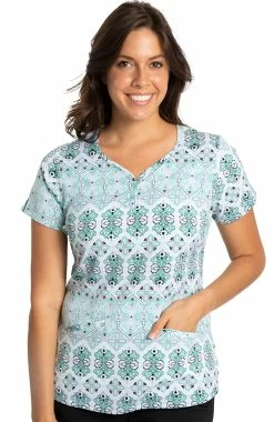 Healing Hands Clearance Women's Isabel Mediterranean Inspired Print Scrub Top
