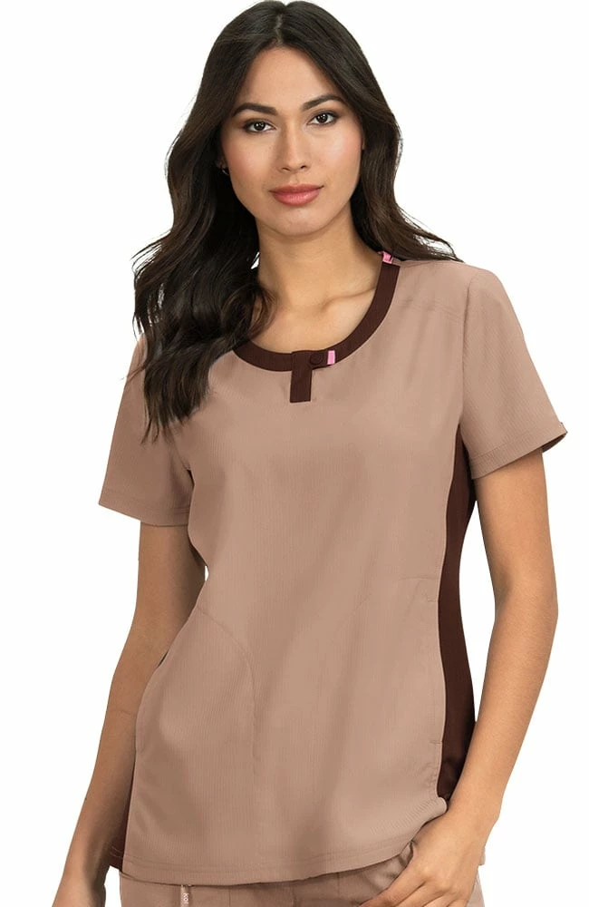 Koi Clearance Women's Lotus Colorblock Jewel Neck Solid Scrub Top 3 Koi Clearance Women's Lotus Colorblock Jewel Neck Solid Scrub Top