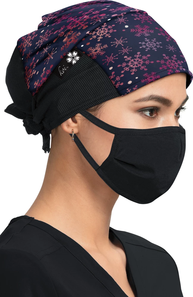 Koi Women's Snow Flakes Surgical Print Hat 3 Koi Women's Snow Flakes Surgical Print Hat