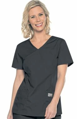 Landau Clearance Women's Surplice Solid Scrub Top