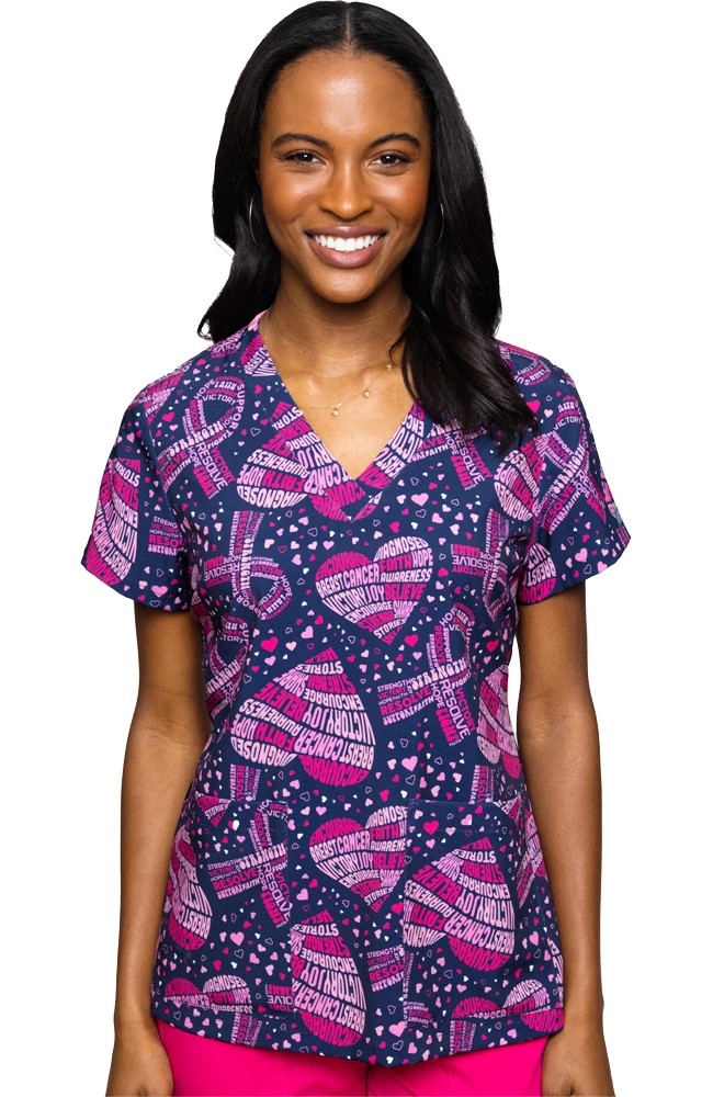 Med Couture Women's Vicky Cancer Awareness Print Scrub Top 3 Med Couture Women's Vicky Cancer Awareness Print Scrub Top