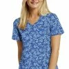 White Cross Clearance Women's Blue Posies Print Scrub Top -Havaianas Shop 1 wc 782 printclearancebps 650