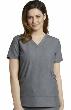 White Cross Women's Side Pocket V-Neck Solid Scrub Top