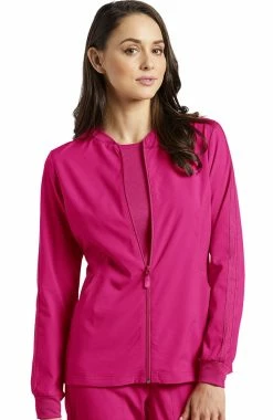 White Cross Women's Zip Front Mesh Detail Solid Scrub Jacket