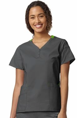 WonderWink Clearance Women's Friendship Henley Solid Scrub Top