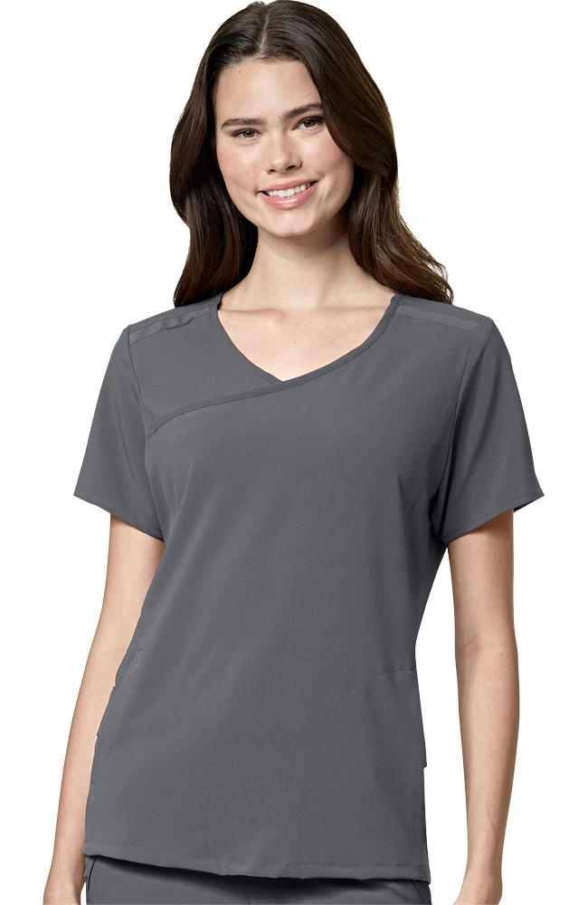 WonderWink Women's Mock Wrap Solid Scrub Top 3 WonderWink Women's Mock Wrap Solid Scrub Top