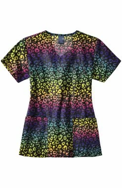 Zoe And Chloe Clearance Women's Rainglow Print Scrub Top