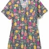 Zoe And Chloe Clearance Women's Mock Wrap Aloha Summer Print Scrub Top -Havaianas Shop 1 wk z14202 printclearanceaos 650