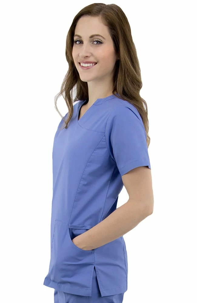 AllHeart Clearance Women's Mock Wrap Solid Scrub Top & Elastic Waist Cargo Scrub Pant Set 4 AllHeart Clearance Women's Mock Wrap Solid Scrub Top & Elastic Waist Cargo Scrub Pant Set - Image 2