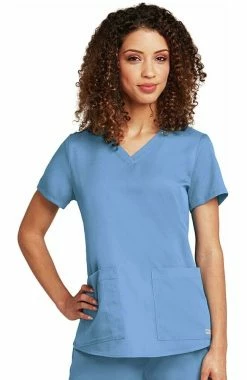 Alternative view of Grey's Anatomy Clearance Women's V-Neck Shirred Back Solid Scrub Top