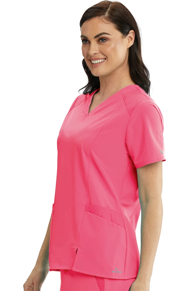 Barco One Clearance Women's V-Neck Contrast Mesh Solid Scrub Top 4 Barco One Clearance Women's V-Neck Contrast Mesh Solid Scrub Top - Image 2