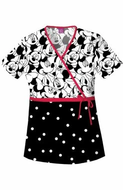 Alternative view of Cherokee Women's Mock Wrap Minnie Mouse Print Scrub Top