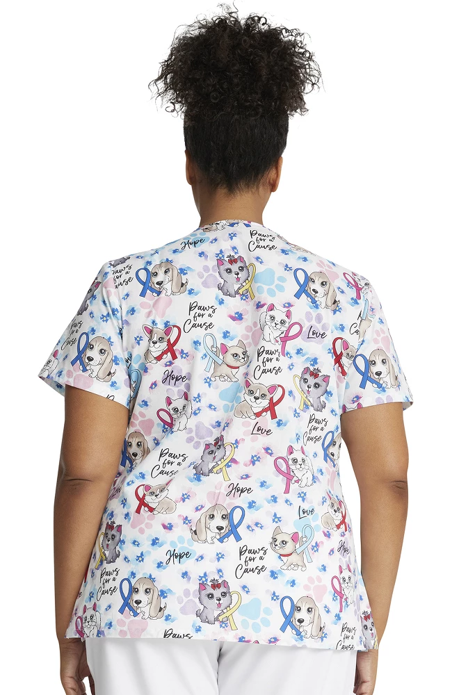 Cherokee Clearance Women's Paws For A Cause Print Scrub Top 4 Cherokee Clearance Women's Paws For A Cause Print Scrub Top - Image 2