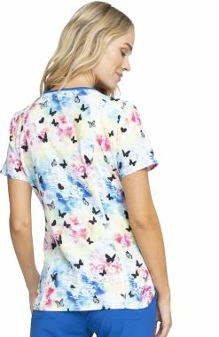 Alternative view of Cherokee Clearance Women's Rainbow Flight Print Scrub Top