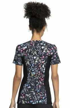 Alternative view of Cherokee Clearance Women's Knit Panel Breezy Buds Print Scrub Top