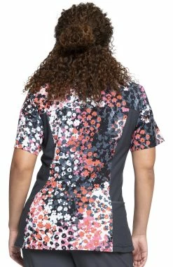 Alternative view of Cherokee Clearance Women's Knit Panel Blooming Cheetah Print Scrub Top