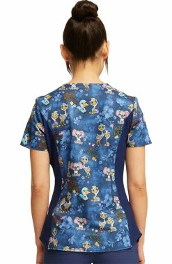 Alternative view of Cherokee Women's V-Neck Knit Panel Easily Emu-sed Print Scrub Top