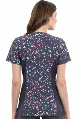 Alternative view of Cherokee Clearance Women's Speckled Spots Print Scrub Top