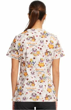Alternative view of Cherokee Women's Pugkin Spice Season Print Scrub Top