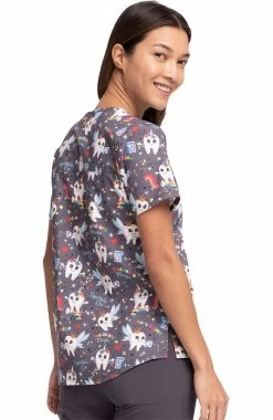 Alternative view of Cherokee Women's Toothicorn Magic Print Scrub Top