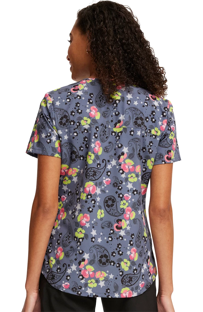 Cherokee Women's Paisley Petals Print Scrub Top 4 Cherokee Women's Paisley Petals Print Scrub Top - Image 2