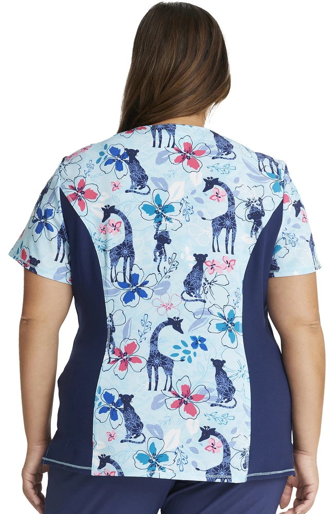 Cherokee Clearance Women's Jungle Blues Print Scrub Top 4 Cherokee Clearance Women's Jungle Blues Print Scrub Top - Image 2