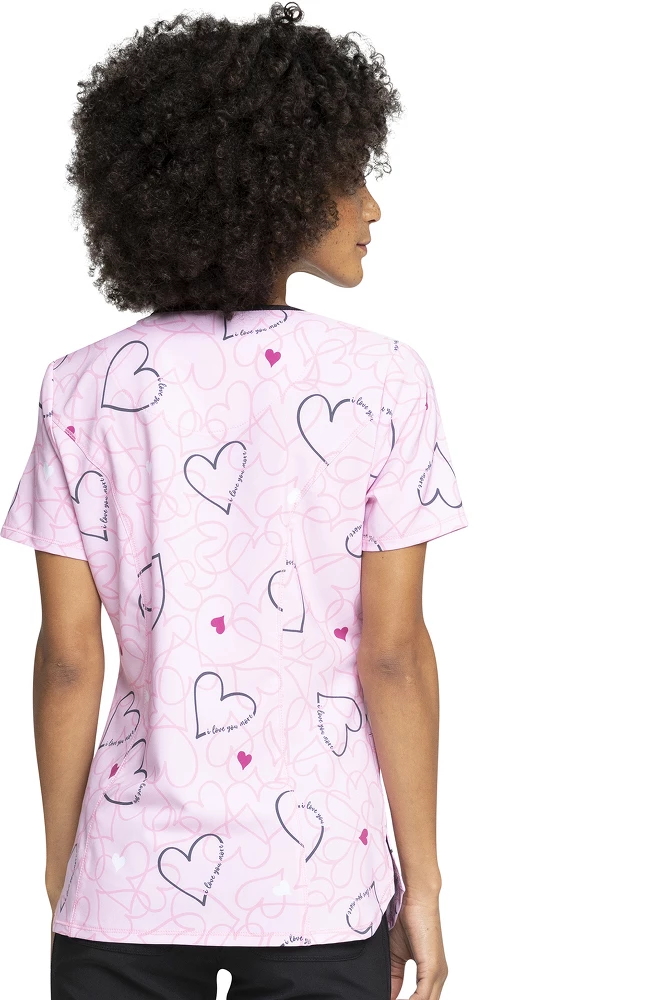 Cherokee Clearance Women's I Love You More Print Scrub Top 4 Cherokee Clearance Women's I Love You More Print Scrub Top - Image 2