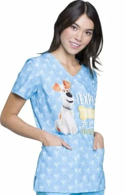 Alternative view of Cherokee Clearance Women's V-Neck Secret Life Of Pets Print Scrub Top
