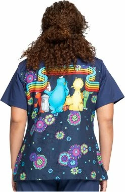 Alternative view of Cherokee Clearance Women's Coming Or Going Print Scrub Top